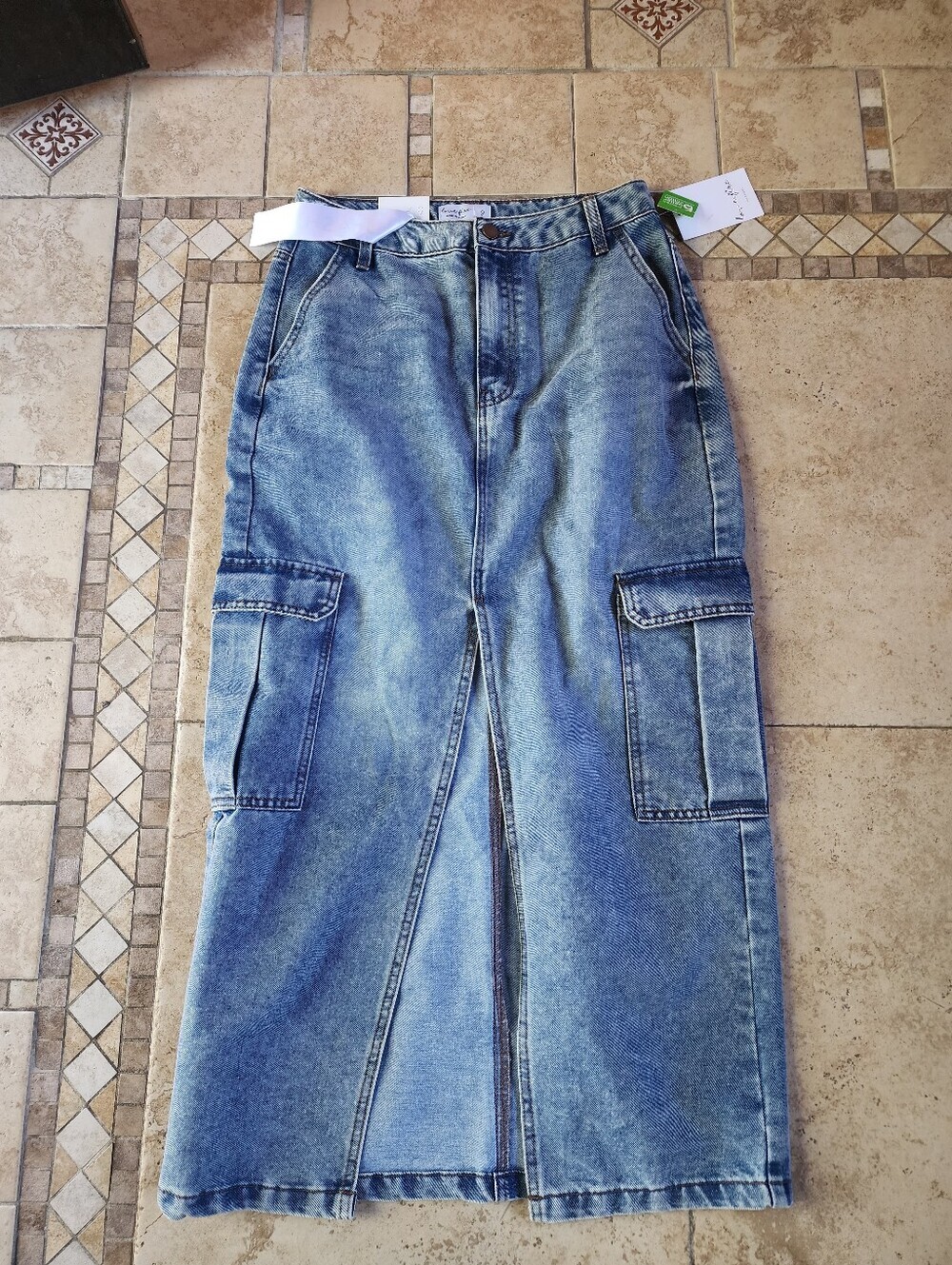 love, Fire Blue Denim Midi Skirt